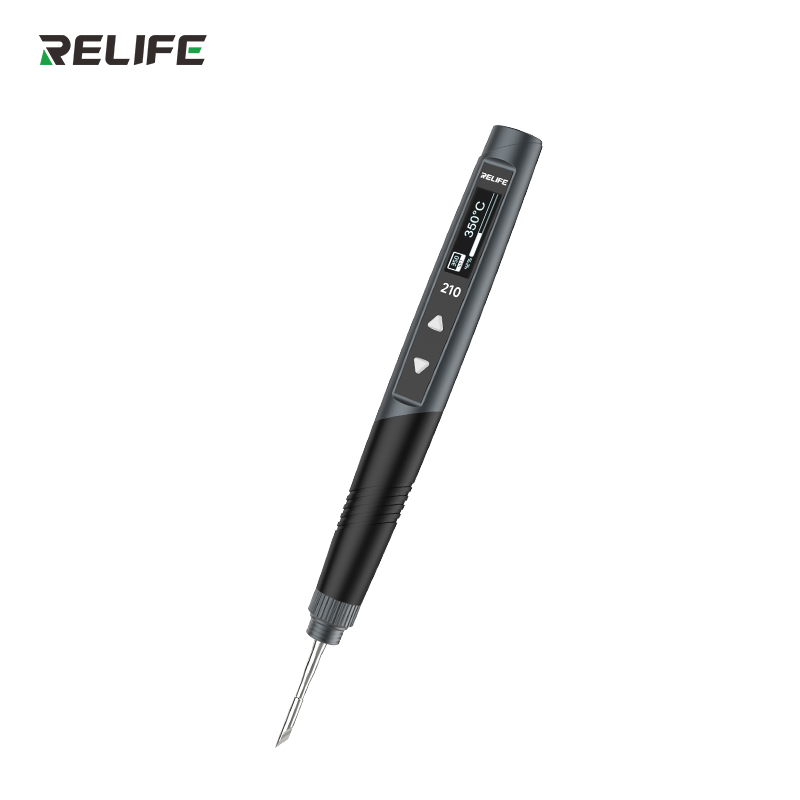 Портативний паяльник Relife 210 під кутом з OLED дисплеєм