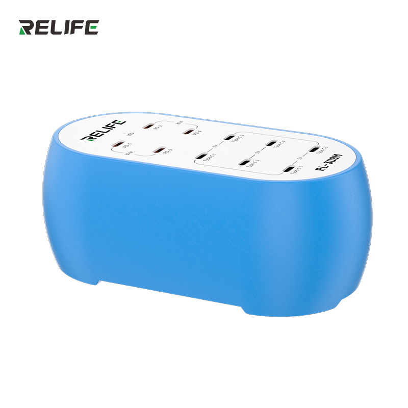RELIFE RL-309M — зарядное устройство с 10 портами USB Type-C, вид под углом