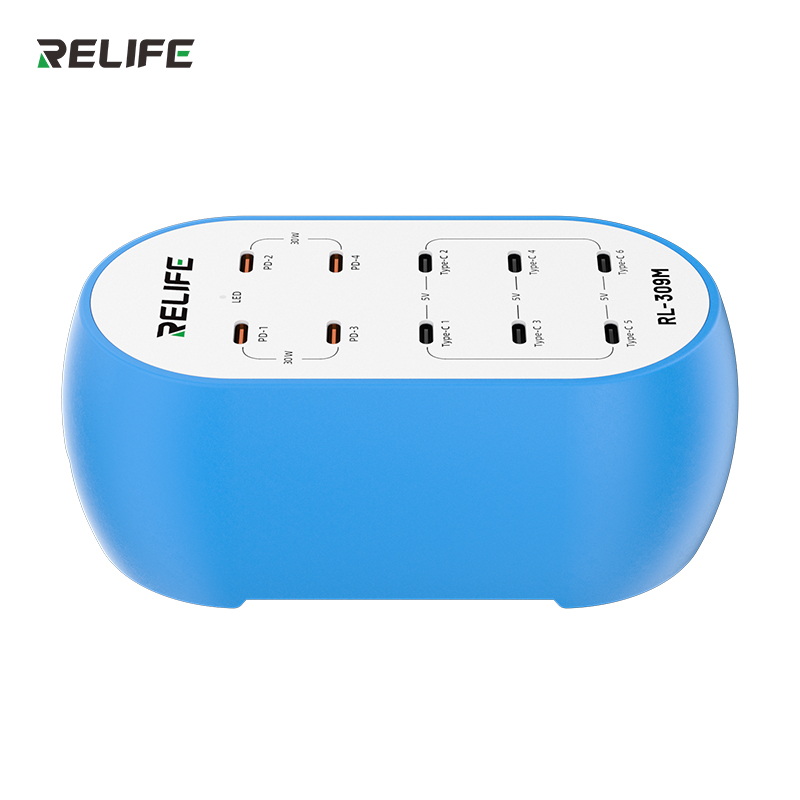 Зарядное устройство RELIFE RL-309M, плоский ракурс с разъёмами