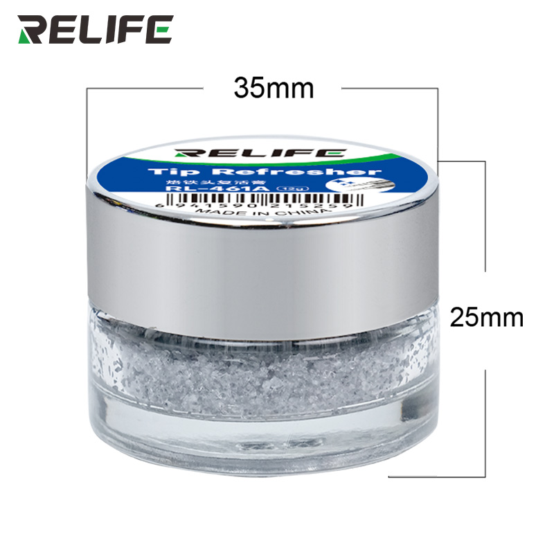 Очищувач жала паяльника RELIFE RL-461A — розміри банки 35 мм та 25 мм