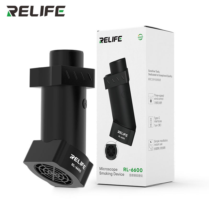 Дымопоглотитель RELIFE RL-6600 под микроскоп комплект с упаковкой для вытяжки дыма при пайке