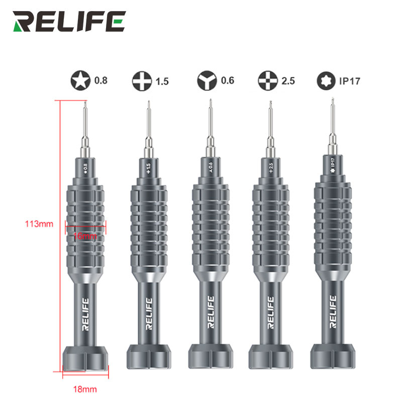 Набір викруток Relife RL-730A — розміри 113 мм, 18 мм, біти 0.8 1.5 0.6 2.5 IP17
