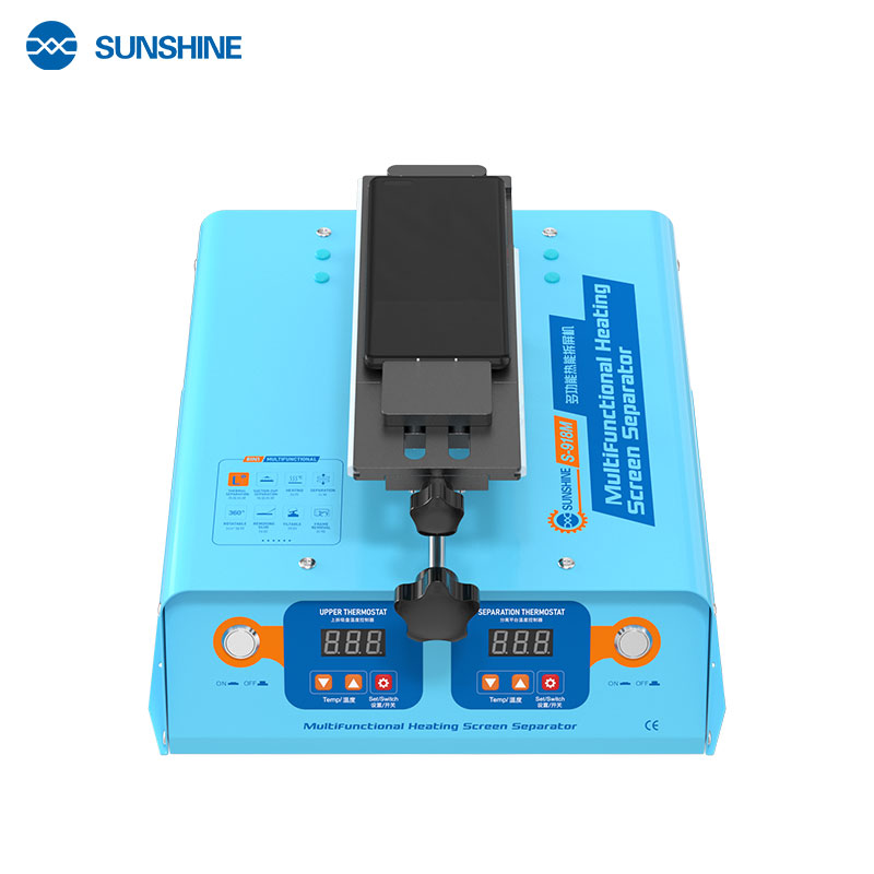 Вид сверху на сепаратор Sunshine S-918M с установленным смартфоном на платформе