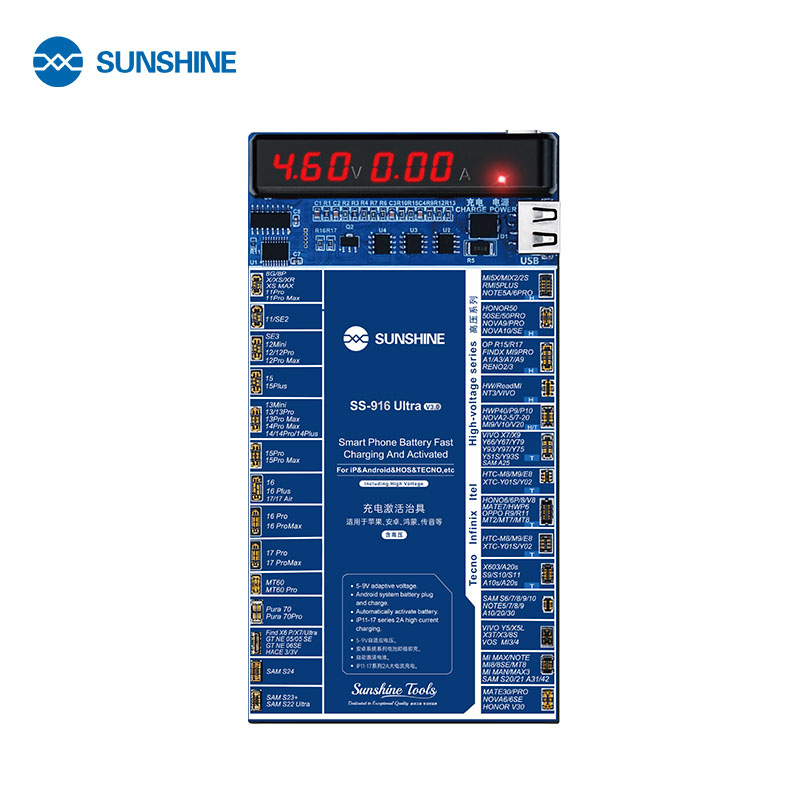 Активатор акумуляторів Sunshine SS-916 Ultra з цифровим дисплеєм для iPhone, Samsung, Huawei, Xiaomi