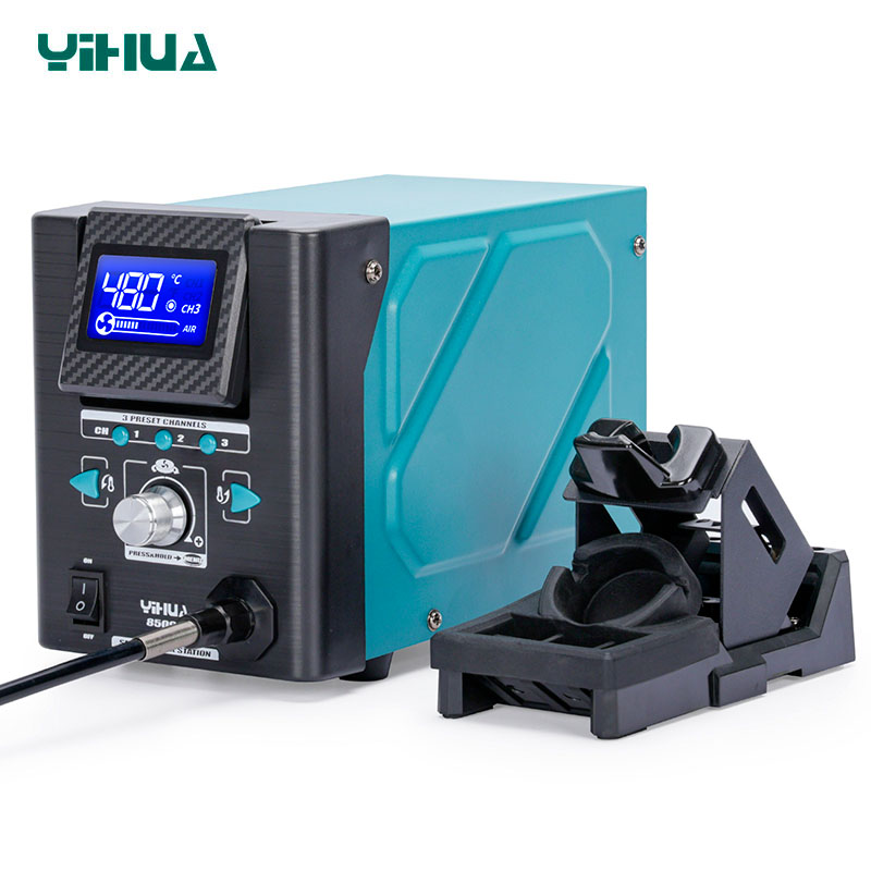 Паяльная станция YIHUA 8509-I боковой вид корпус и подставка