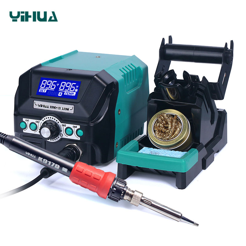 YIHUA 939D+ III, цифровой дисплей температуры, паяльник K917D, удобное управление