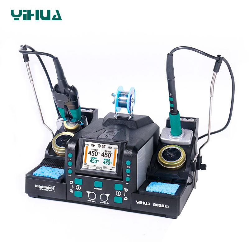 Паяльна станція YIHUA 982D-III з тримачами паяльника і термопінцета