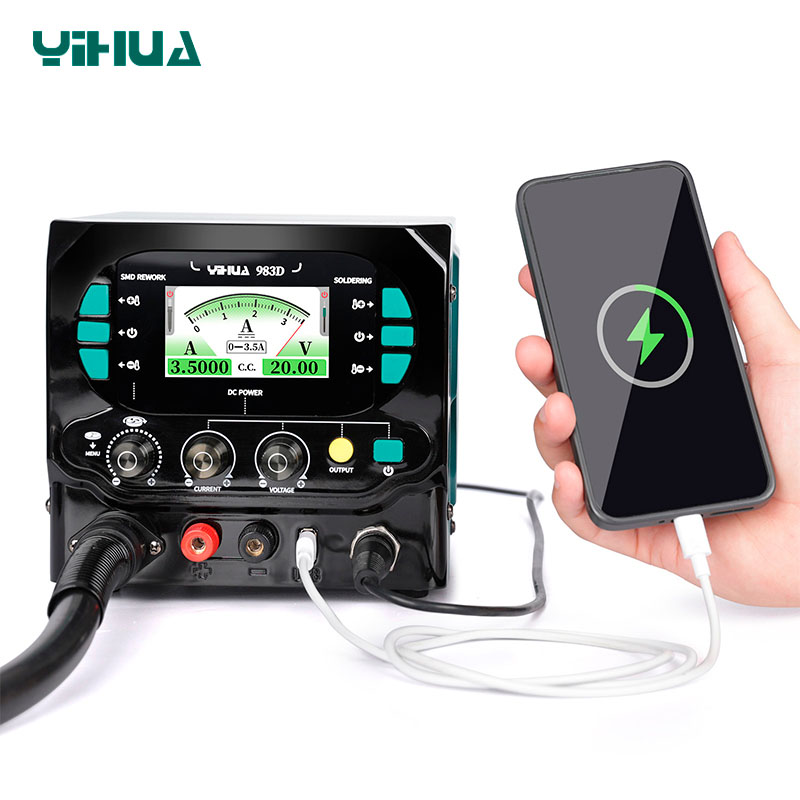 Паяльная станция YIHUA 983D 3 в 1 с функцией блока питания и USB выходом для зарядки