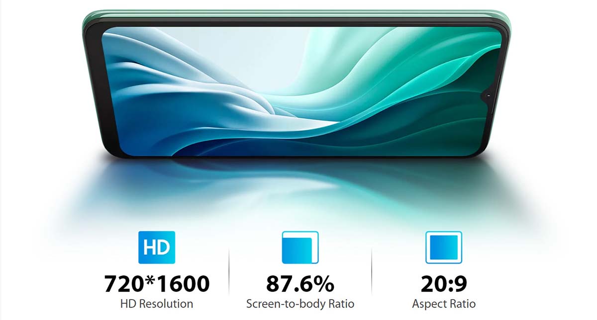 Смартфон Blackview A70 Pro, дисплей 6.517 дюйма, разрешение 720x1600, соотношение экрана 87.6%, соотношение сторон 20:9