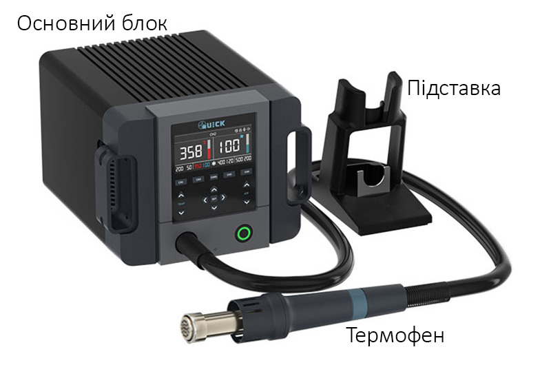Паяльная станция Quick 861 Pro — основной блок, термофен и подставка