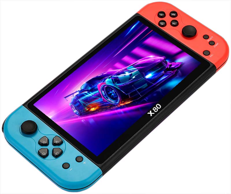 Игровая консоль X80 (Сине-красная) с 7-дюймовым HD-экраном