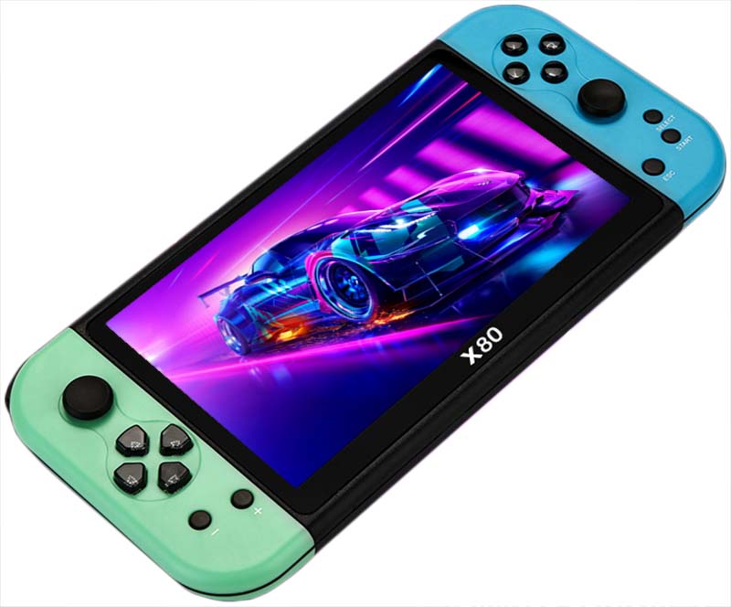 Игровая консоль X80 (Зелено-голубая) с 7-дюймовым HD-экраном