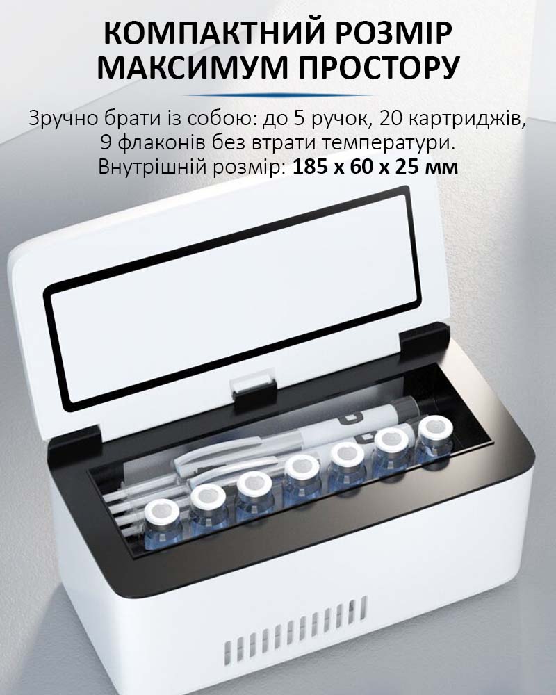Компактный внутренний отсек холодильника Coolbox CL-0501 с вместимостью до 9 флаконов